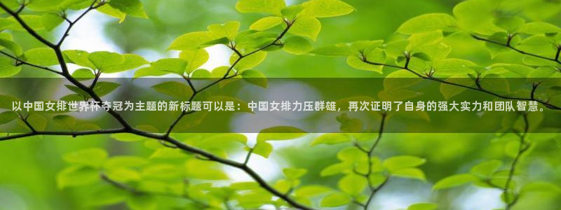 世界杯欧洲预选赛:以中国女排世界杯夺冠为主题的新标题可以是:中国女排力压群雄,再次证明了自身的强大实力和团队智慧。